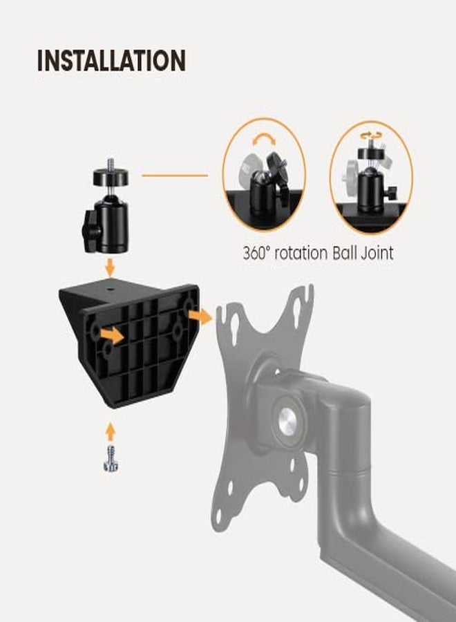 Mount Plus XMA-08 VESA Ball Head Adaptor for Monitor Arms | 3/8” & 5/8” Adapters | 360° Rotation Ball Joint | Mount Webcam, Camera, LED Light, Voice Recording. Microphone - Image 2